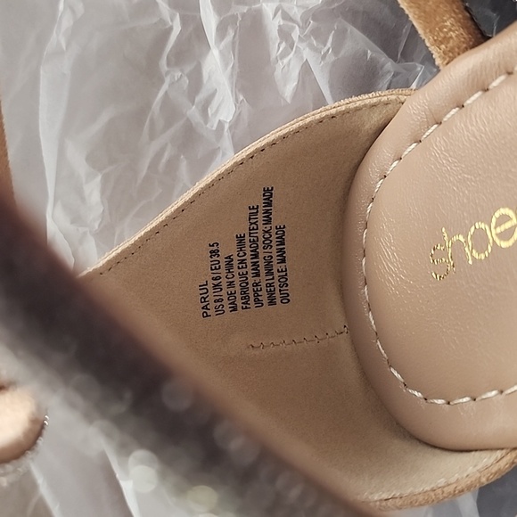 Parul sandals. Size 8, tan suede with rhinestone accents and ankle strap. - Picture 4 of 4